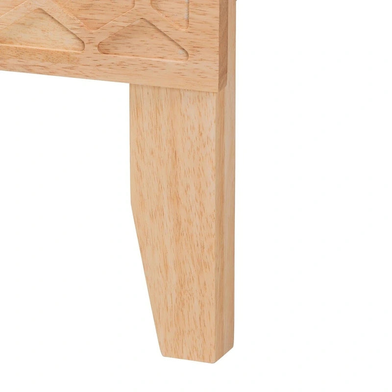 Hosea Japandi Carved Honeycomb Natural Queen Size Platform Bed