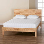 Hosea Japandi Carved Honeycomb Natural Queen Size Platform Bed