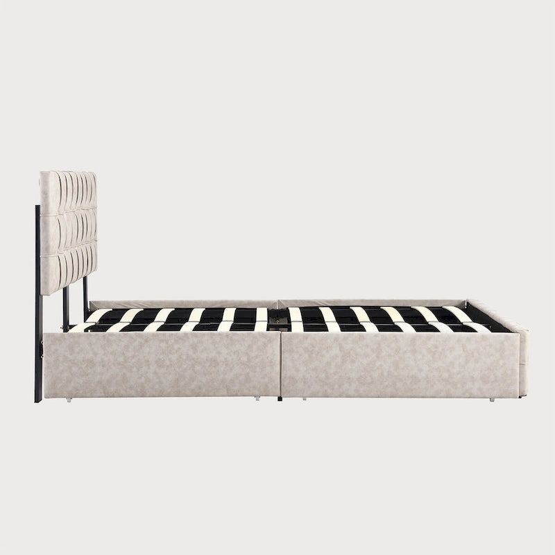 Full Size Platform Bed Frame with 4 Storage Drawers