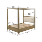 Newell 5 Piece Light Brown Upholstered Canopy Platform Bedroom Set