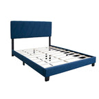 Blue Queen Adjustable Upholstered Bed Modern Minimalist Top Style