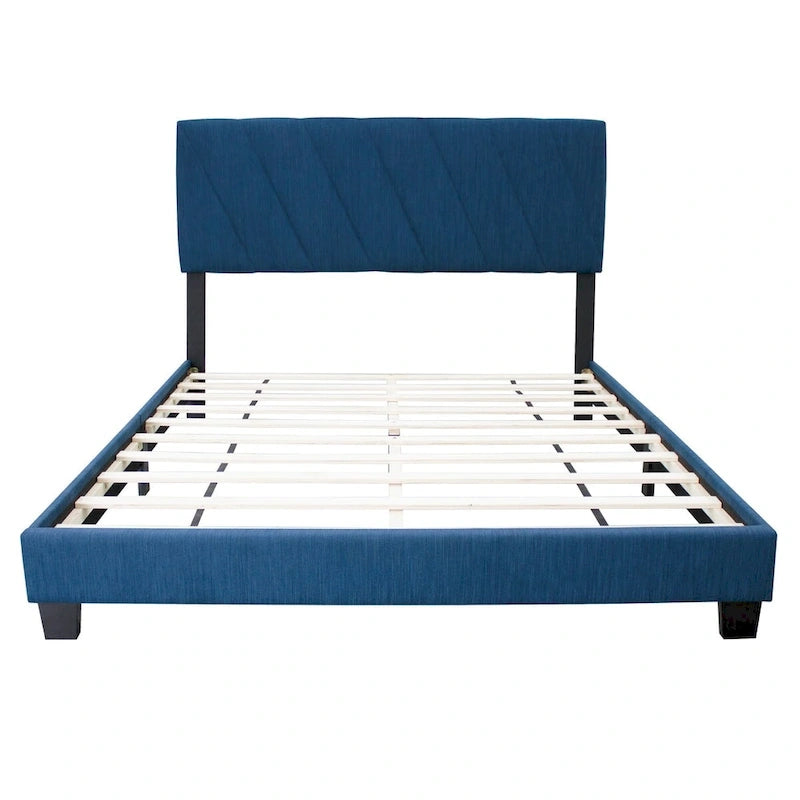 Blue Queen Adjustable Upholstered Bed Modern Minimalist Top Style