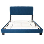 Blue Queen Adjustable Upholstered Bed Modern Minimalist Top Style