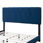 Blue Queen Adjustable Upholstered Bed Modern Minimalist Top Style
