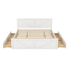 King Size Wooden Platform Bed with Four Storage Drawers and Support Legs