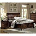 Brown Cherry Finish 3pc Bedroom Set Platform Storage Bed and Two Nightstands