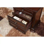 Brown Cherry Finish 3pc Bedroom Set Platform Storage Bed and Two Nightstands