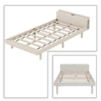 Minimalist Design Twin Size Wooden Platform Bed Frame with Charging Station