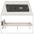 Minimalist Design Twin Size Wooden Platform Bed Frame with Charging Station