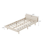 Minimalist Design Twin Size Wooden Platform Bed Frame with Charging Station