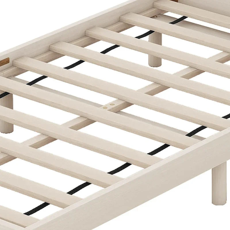 Minimalist Design Twin Size Wooden Platform Bed Frame with Charging Station