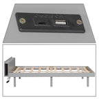 Minimalist Design Twin Size Wooden Platform Bed Frame with Charging Station