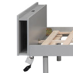 Minimalist Design Twin Size Wooden Platform Bed Frame with Charging Station