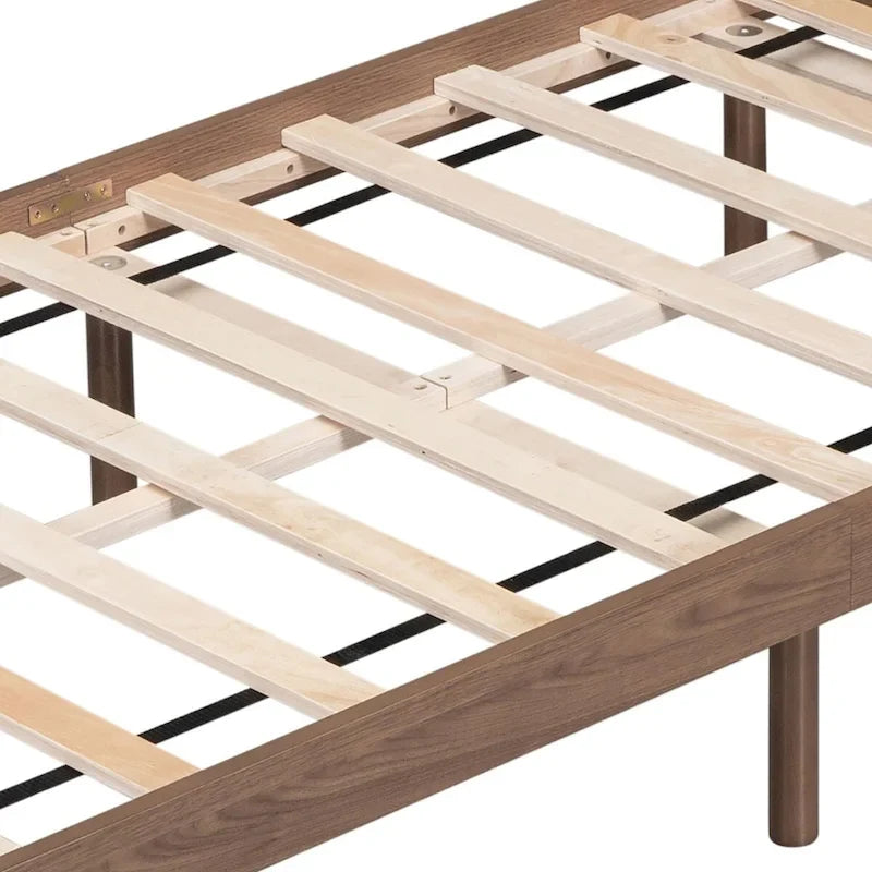 Minimalist Design Twin Size Wooden Platform Bed Frame with Charging Station