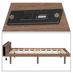 Minimalist Design Twin Size Wooden Platform Bed Frame with Charging Station