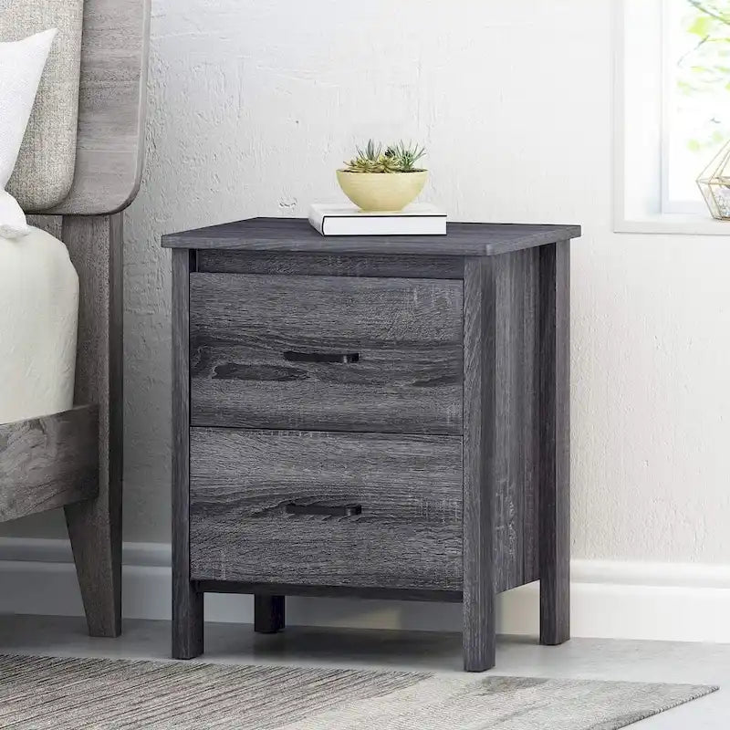 Modern Nightstand with 2 Drawers and Metal Handles by Christopher Knight Home