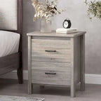 Modern Nightstand with 2 Drawers and Metal Handles by Christopher Knight Home