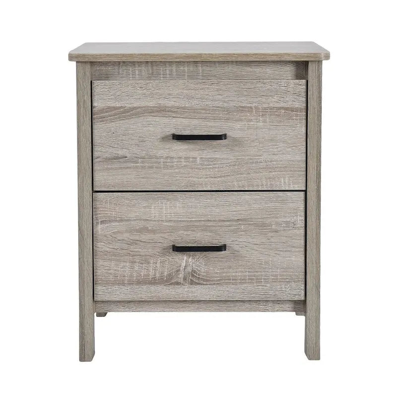 Modern Nightstand with 2 Drawers and Metal Handles by Christopher Knight Home