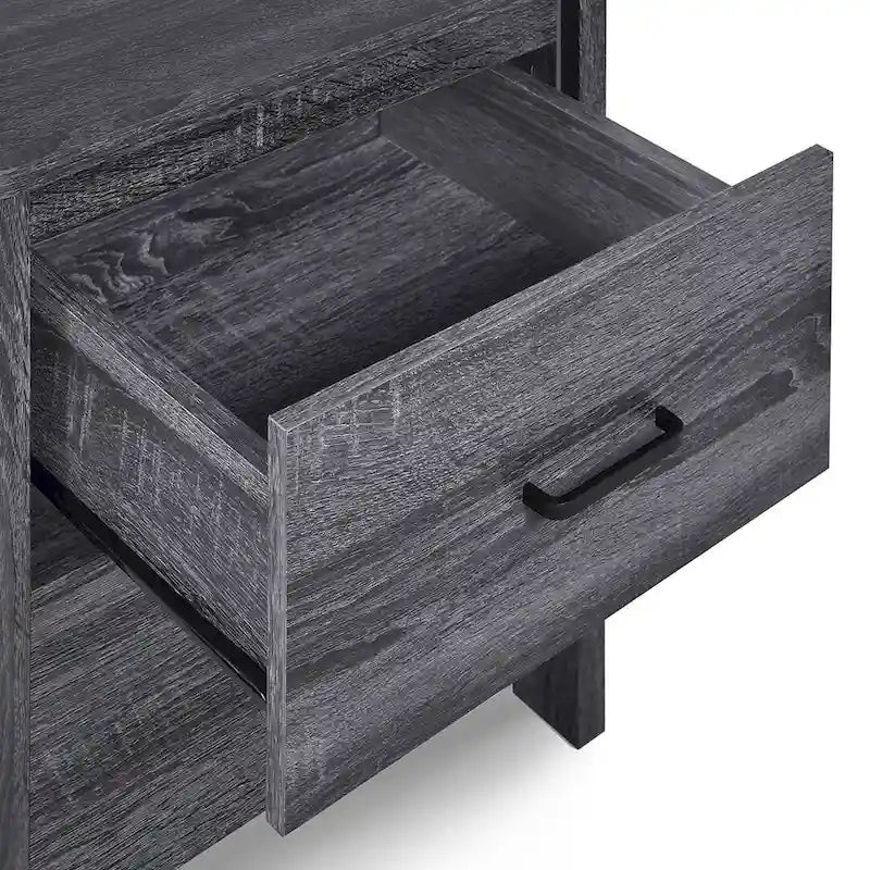 Modern Nightstand with 2 Drawers and Metal Handles by Christopher Knight Home