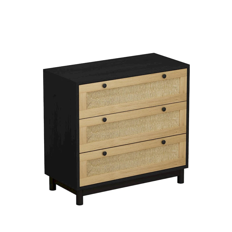 30.31 3-Drawers Storage Cabinet with Rope Woven Drawer