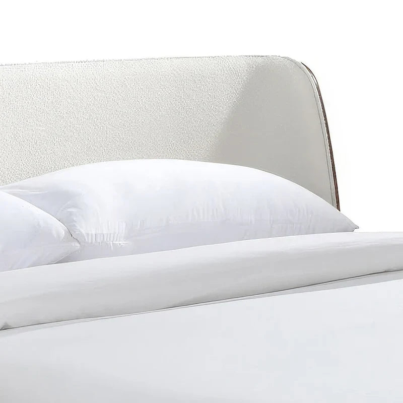 Furniture of America Beau Midcentury 6-Piece Boucle Wingback Queen Low Profile Bedroom Set