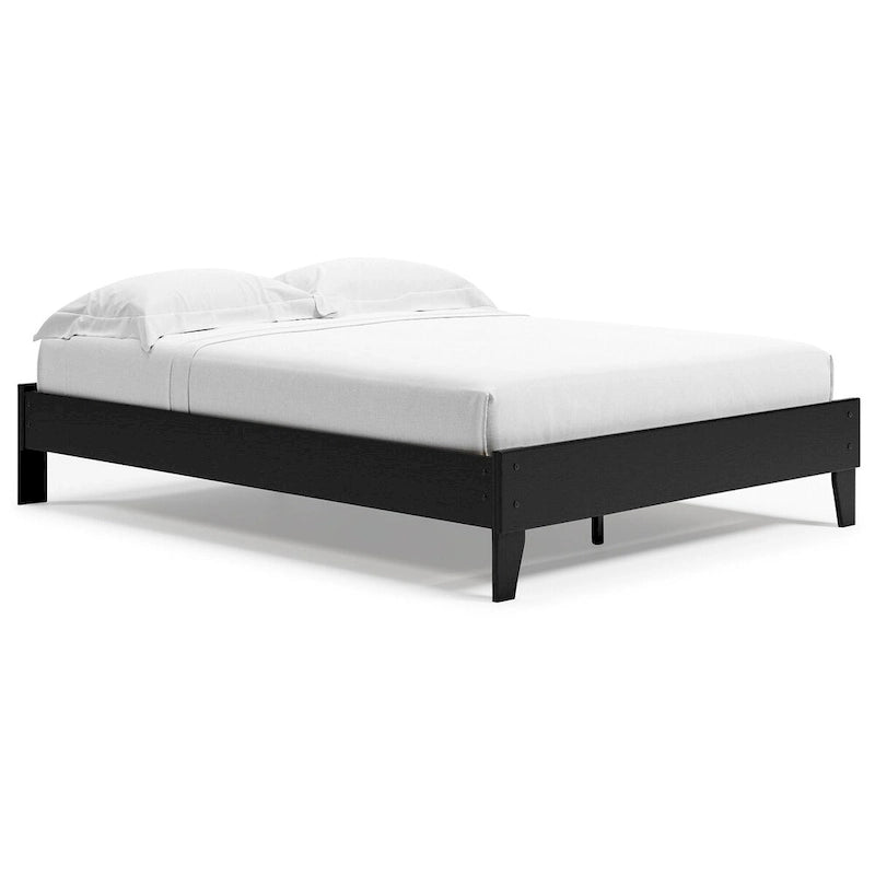 Signature Design by Ashley Finch Black Platform Bed with 2 Nightstands