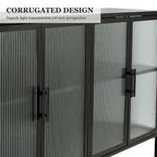Stylish 4-Door Tempered Glass Cabinet w/4 Glass Doors Adjustable Shelf