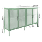 Stylish 4-Door Tempered Glass Cabinet w/4 Glass Doors Adjustable Shelf