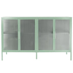 Stylish 4-Door Tempered Glass Cabinet w/4 Glass Doors Adjustable Shelf