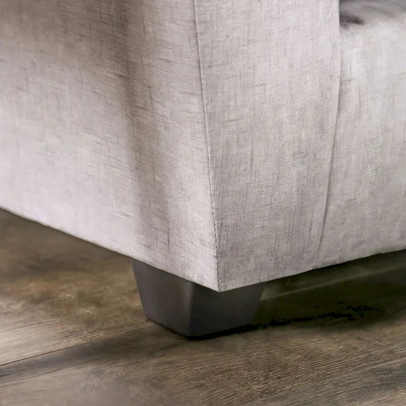 Leonine Contemporary Light Grey Fabric Padded Sofa by Furniture of America