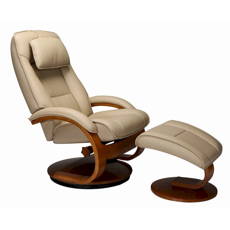 Top-grain Leather Swivel Recliner with Ottoman