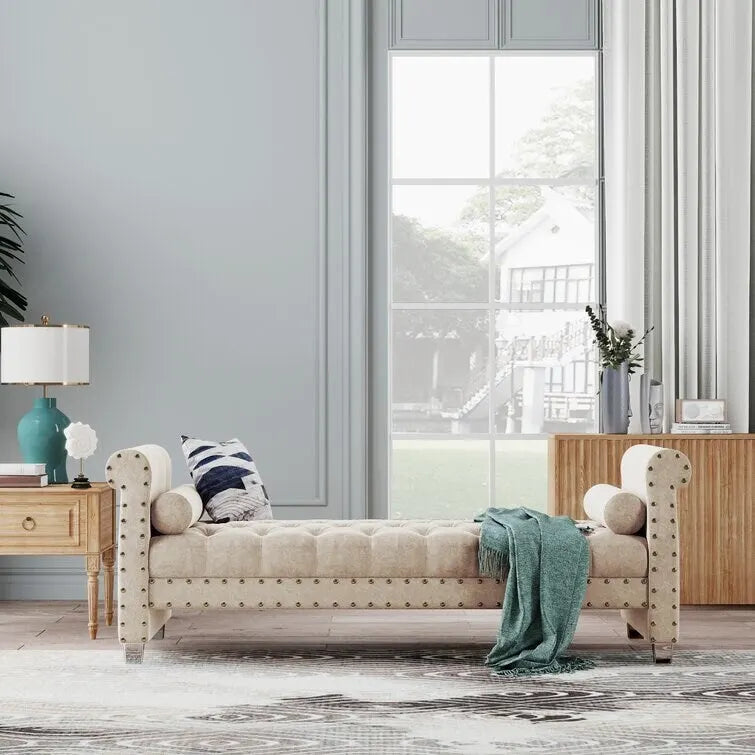 Haven Chesterfield Velvet Upholstered Bench 72 - 71.0 In. W X 28.0 In. H X 29.0 In. D