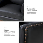 Lourdes Genuine Leather Armchair with Solid Wood Frame and Removable Seat Cushion,Set of 2 by HULALA HOME