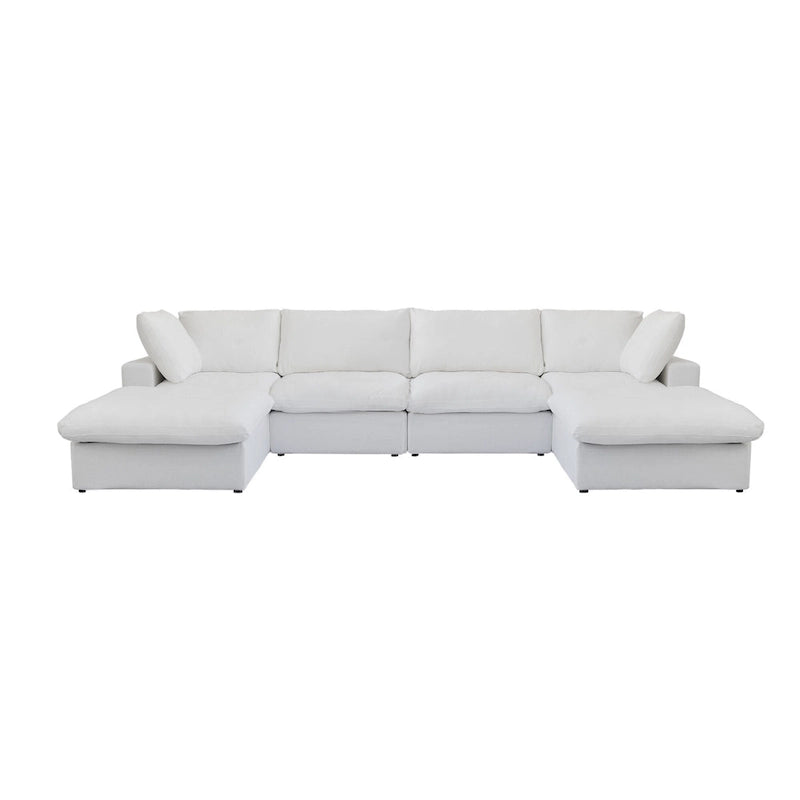 Large U-Shape Linen Reversible Modular Seating Component Sectional with 2 Ottoman