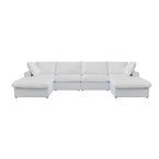 Large U-Shape Linen Reversible Modular Seating Component Sectional with 2 Ottoman