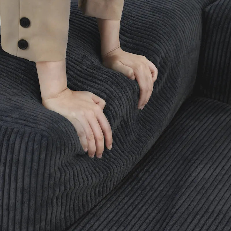 Large U-Shape Linen Reversible Modular Seating Component Sectional with 2 Ottoman