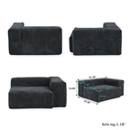 Large U-Shape Linen Reversible Modular Seating Component Sectional with 2 Ottoman