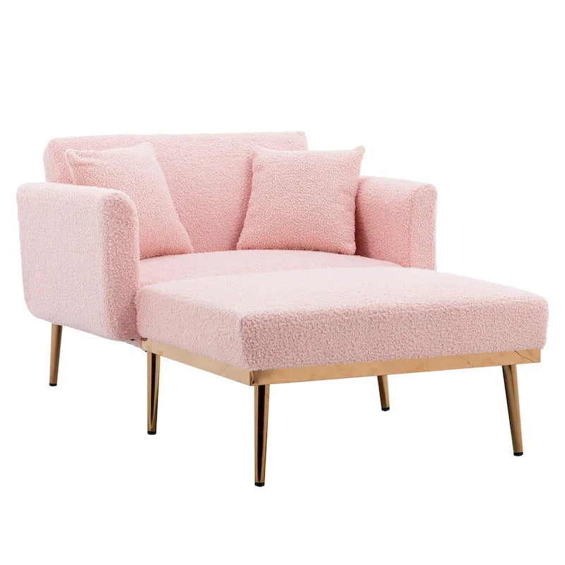 Chaise lounge chair/accent chair,Curved edges, padded with thick foam and upholstered with high-quality fabric