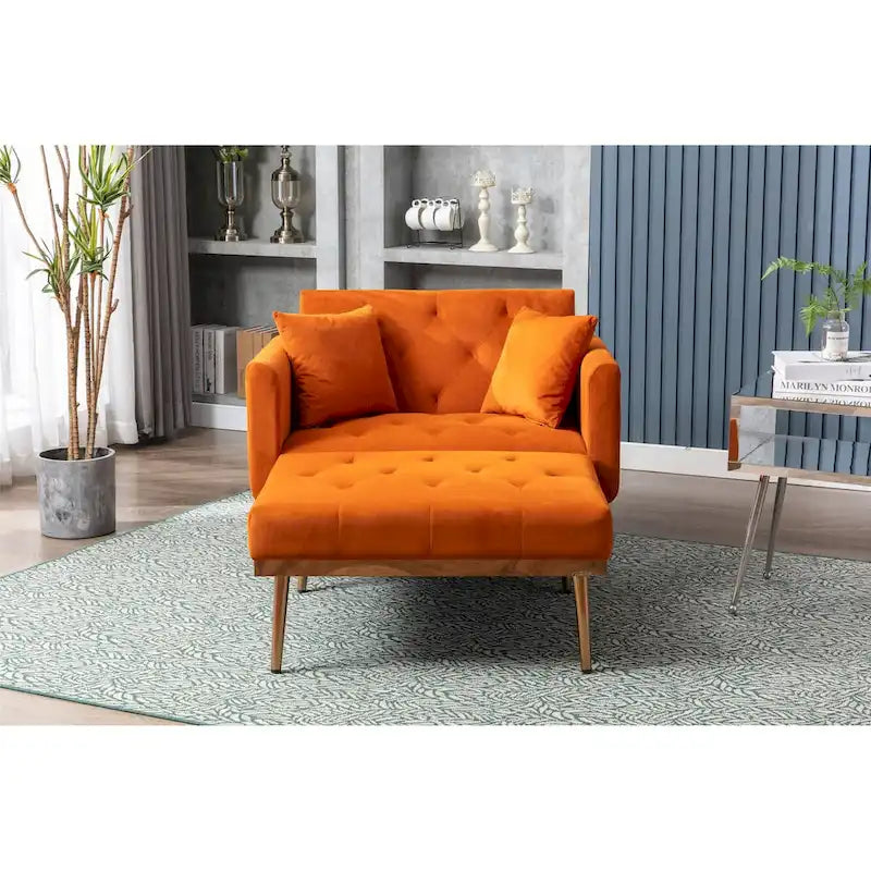 Chaise lounge chair/accent chair,Curved edges, padded with thick foam and upholstered with high-quality fabric
