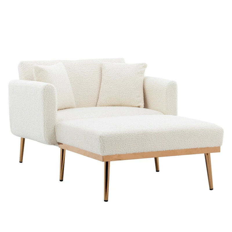 Chaise lounge chair/accent chair,Curved edges, padded with thick foam and upholstered with high-quality fabric