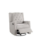 Contemporary Polyfiber Swivel Recliner Chair 1pc Manual Motion Wing Back Tufted Cushion Living Room Furniture Glider Chair