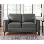 Hydeline Hayward Top Grain Leather Loveseat with Feather, Memory Foam and Springs