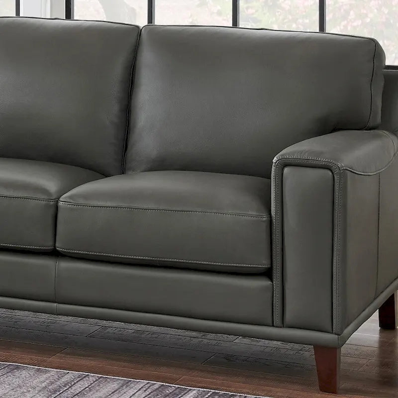 Hydeline Hayward Top Grain Leather Loveseat with Feather, Memory Foam and Springs