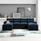 6-seat U-shaped Sectional Sofa, Sleeper Sectional with Waist Pillows for Living Room, Apartment