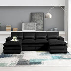 6-seat U-shaped Sectional Sofa, Sleeper Sectional with Waist Pillows for Living Room, Apartment