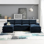 6-seat U-shaped Sectional Sofa, Sleeper Sectional with Waist Pillows for Living Room, Apartment