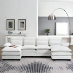 6-seat U-shaped Sectional Sofa, Sleeper Sectional with Waist Pillows for Living Room, Apartment
