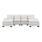 6-seat U-shaped Sectional Sofa, Sleeper Sectional with Waist Pillows for Living Room, Apartment