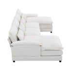 6-seat U-shaped Sectional Sofa, Sleeper Sectional with Waist Pillows for Living Room, Apartment