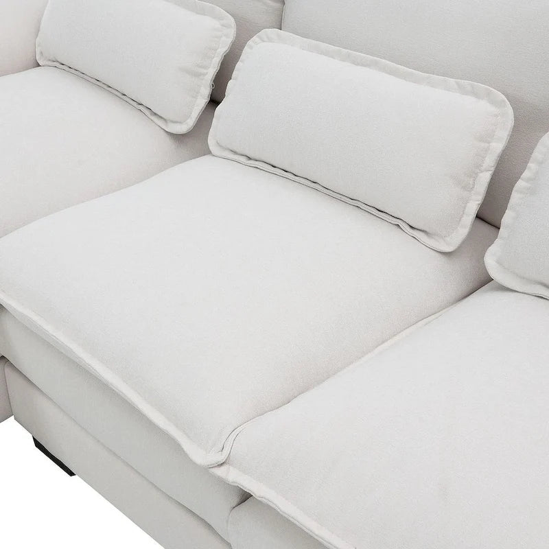 6-seat U-shaped Sectional Sofa, Sleeper Sectional with Waist Pillows for Living Room, Apartment